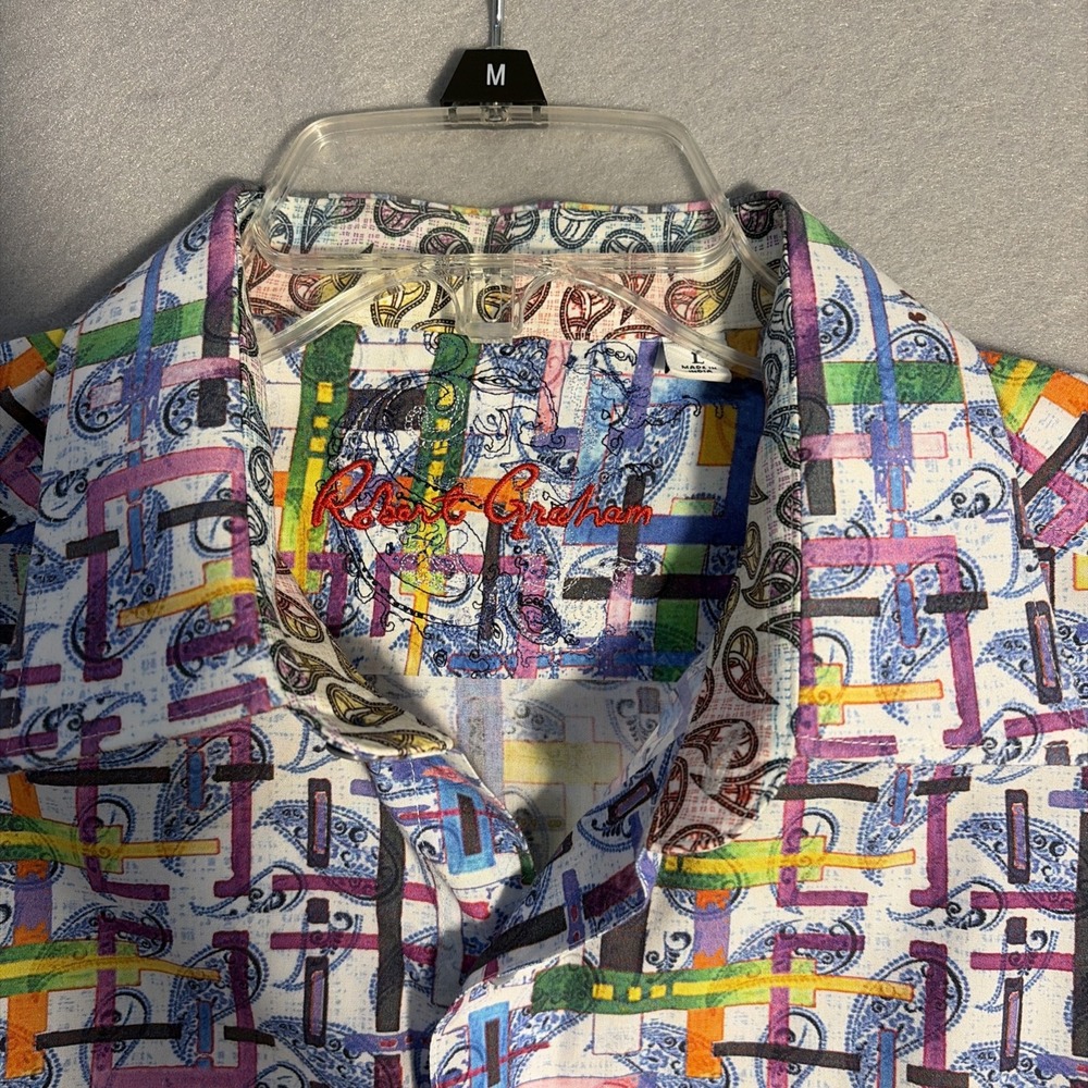Robert Graham Shirt Mens L Paisley Print Long Sleeve Button Down Bright Colors - Picture 2 of 14